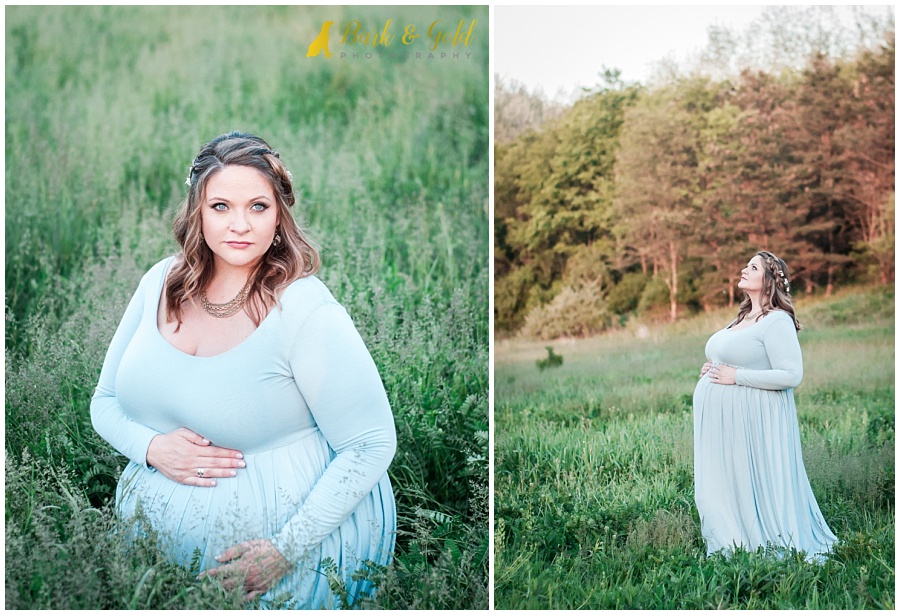 maternity session with beautiful mother in a field at Hillman State Park in Burgettstown