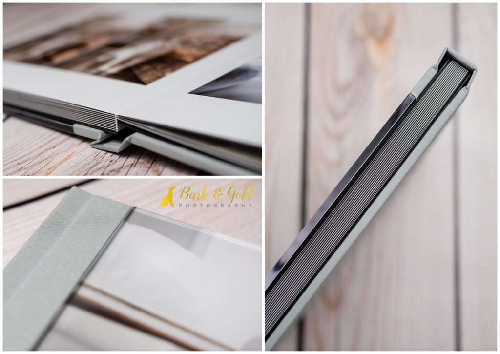 12x12 fine art album with acrylic cover and light gray luxury linen