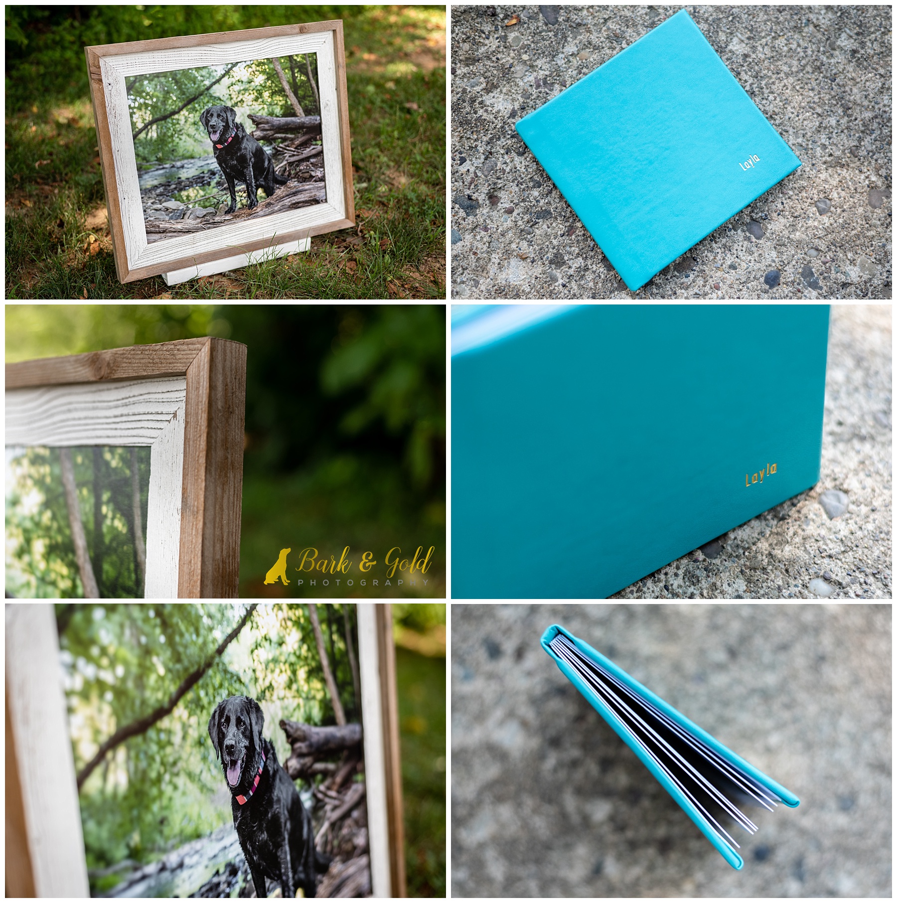 barnwood framed print and 5x5 signature book in teal