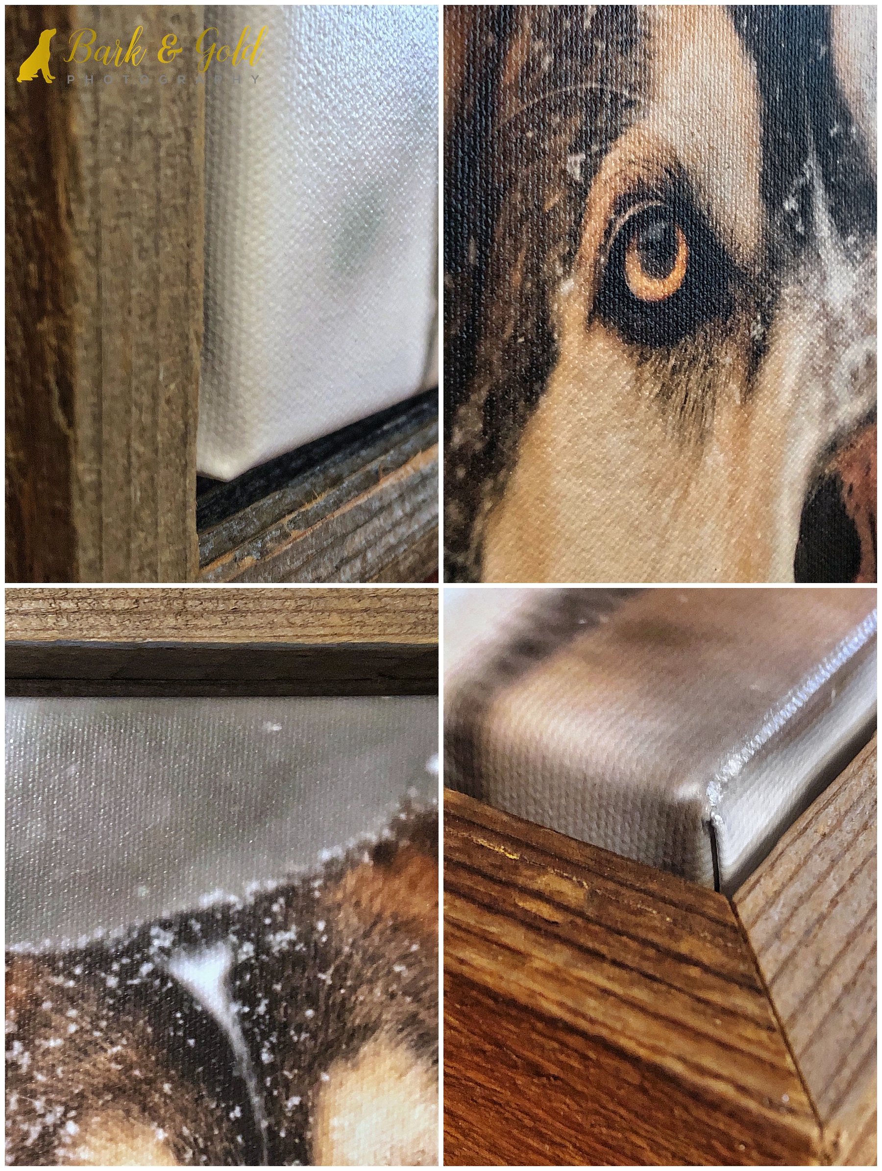 details of a barnwood framed canvas