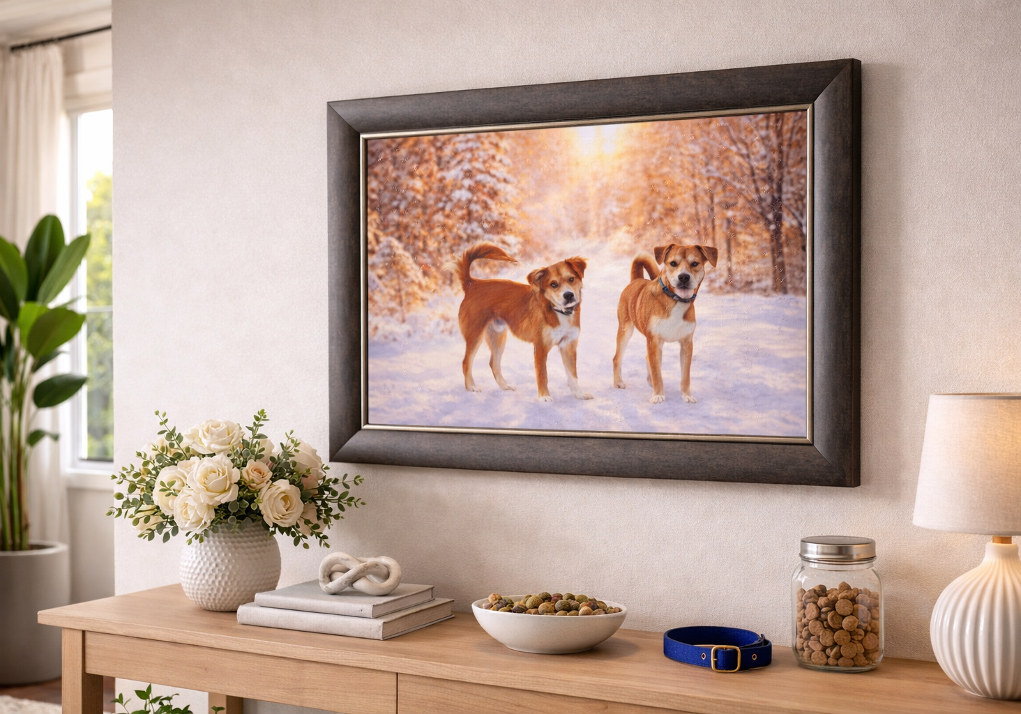 snowy-puppies-on-wall-art-hallway